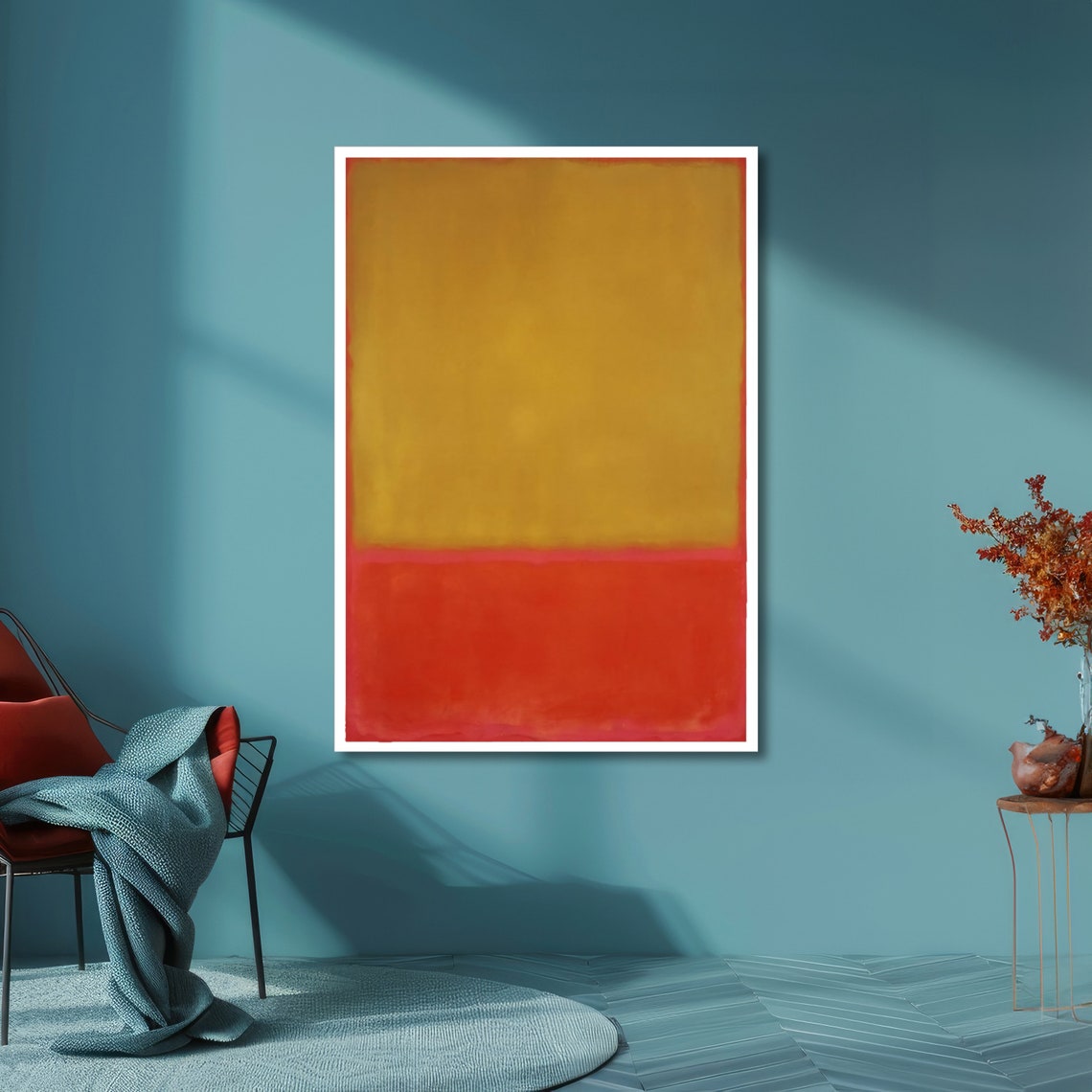 Sunset Gold Color Field Abstract Poster in Rothko Style with Ember Red - Image 6