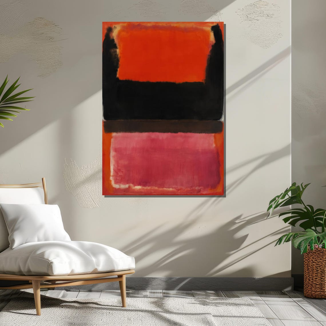 Abstract Rothko Inspired Color Field Bold Black And Red Orange Modern Wall Art Contemporary Minimalist Art Print Ready To Hang - Image 3
