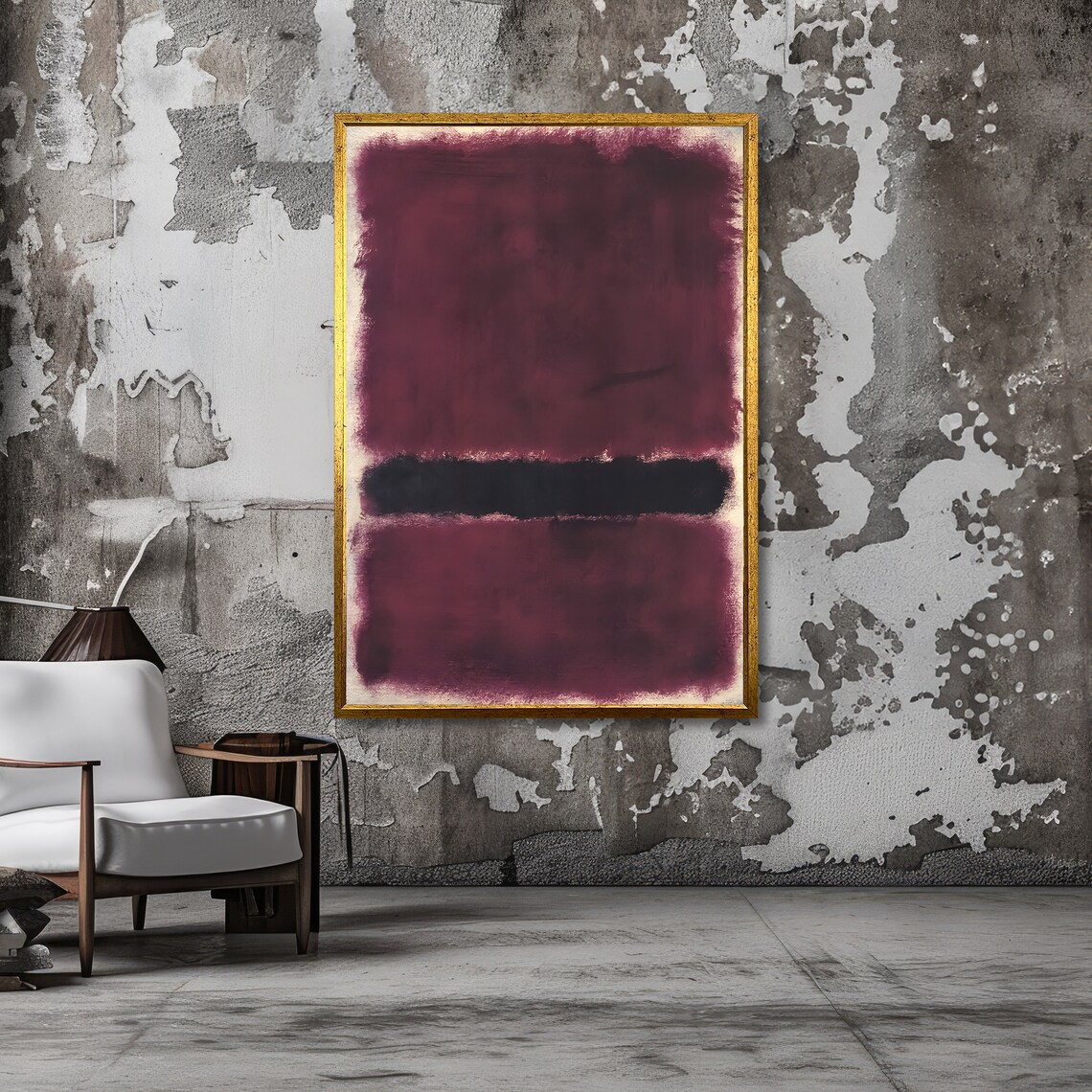 Wine Purple and Black Rothko-Inspired Color Block Art Poster - Image 3