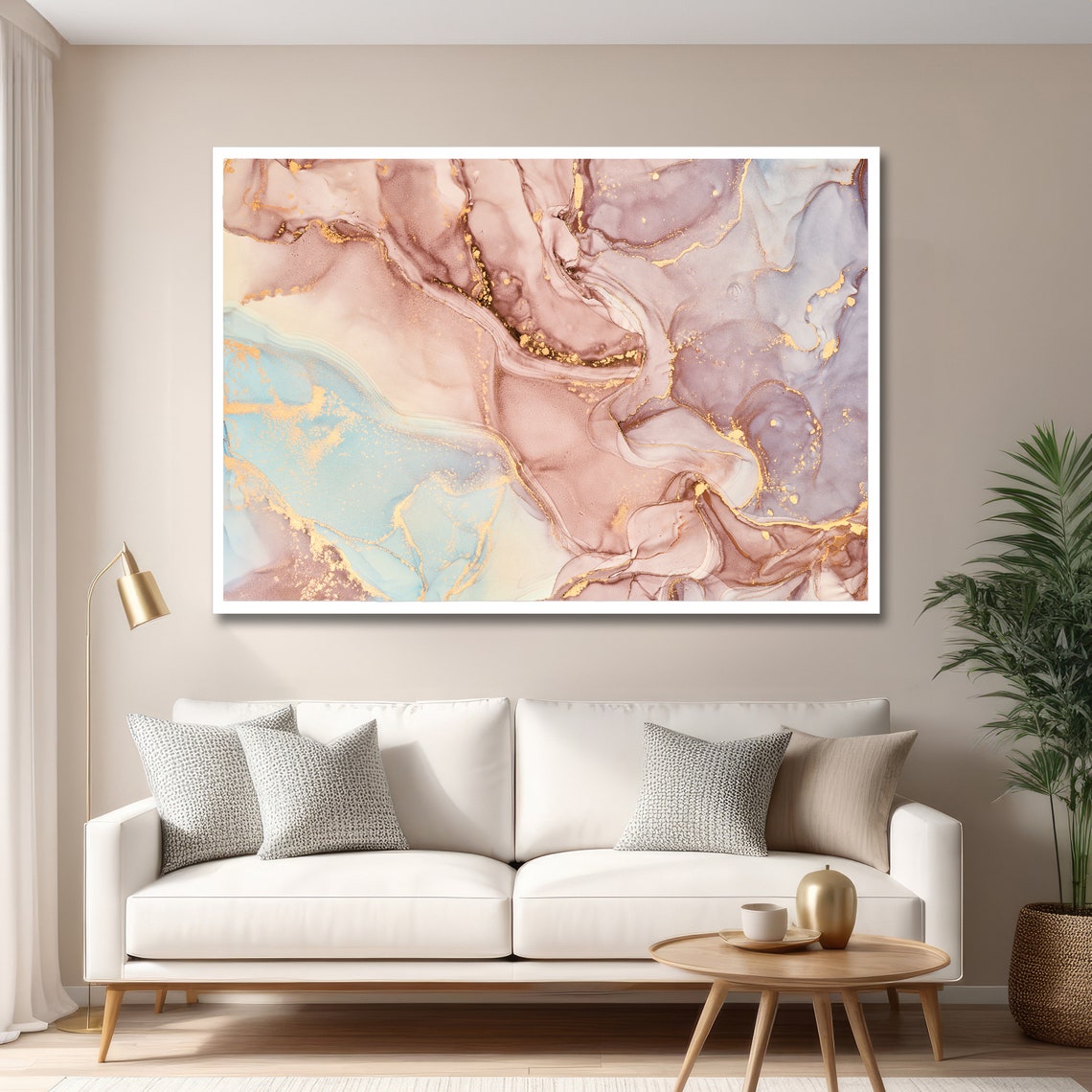 Blush Mauve and Gold Pastel Marble Elegance Modern Artwork Poster - Image 6