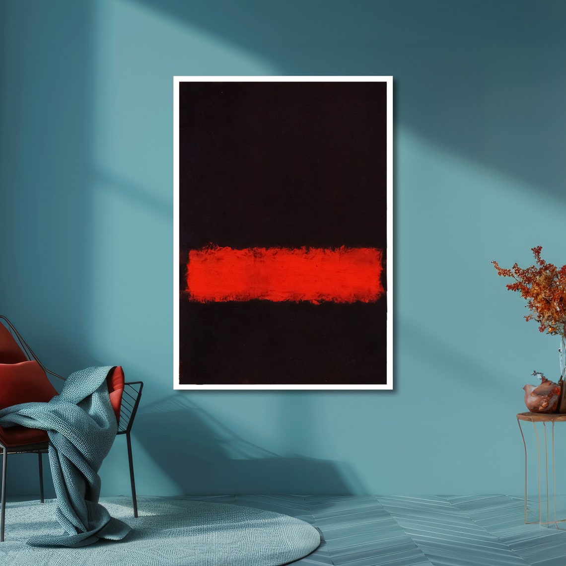 Glowing Red Band on Black Abstract Poster in Dramatic Rothko Style - Image 6