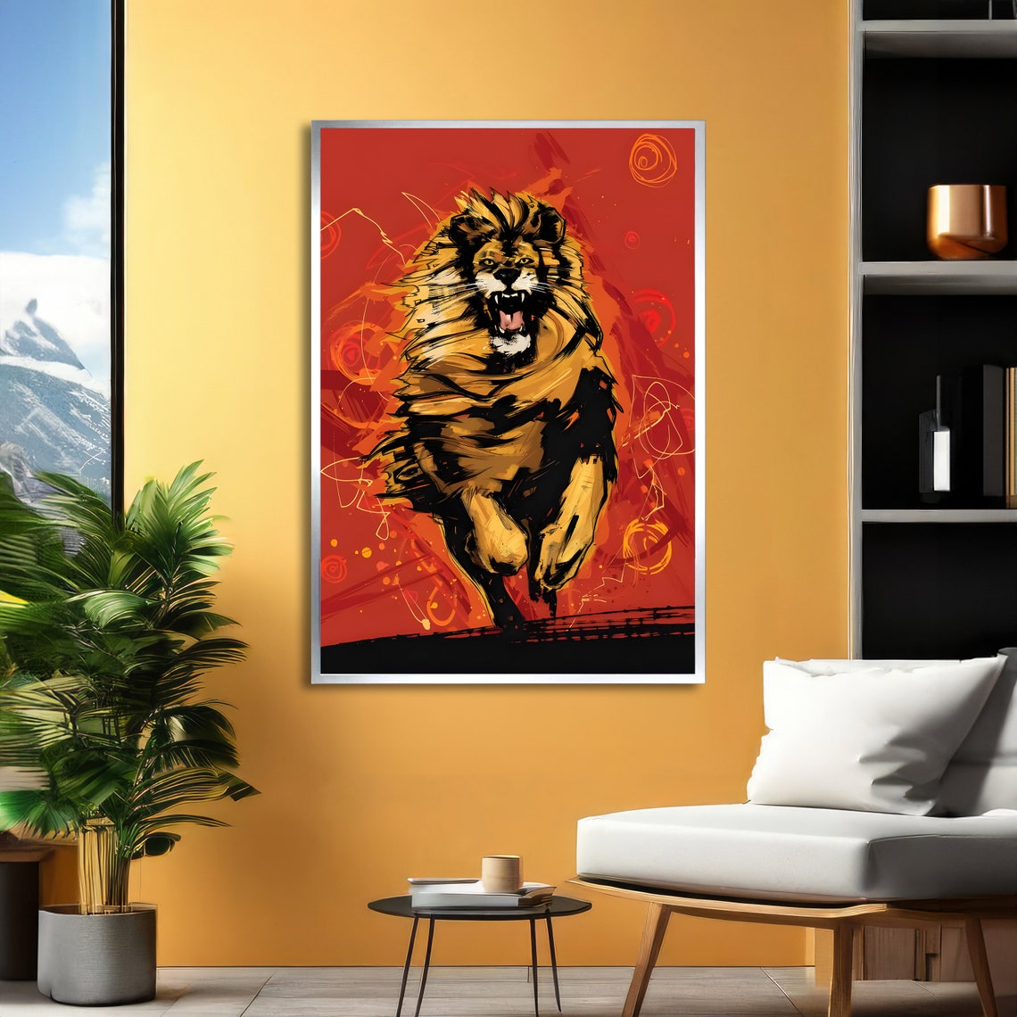 Fierce Lion Dynamic Animal Art Bold And Vibrant Lion Print Wall Art Design Ready To Hang Decoration - Image 4