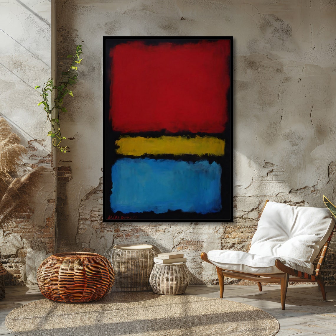 Vibrant Red Yellow And Blue Abstract Rothko Inspired Art Bold Wall Decor Ready To Hang - Image 4