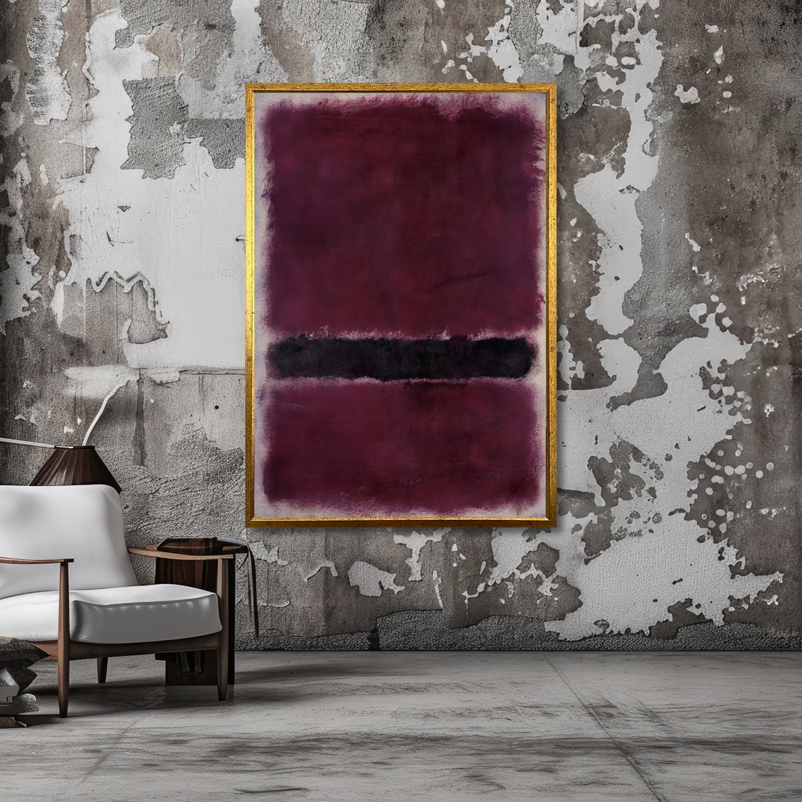 Deep Plum and Black Abstract Poster with Rothko Style Color Blocks - Image 3