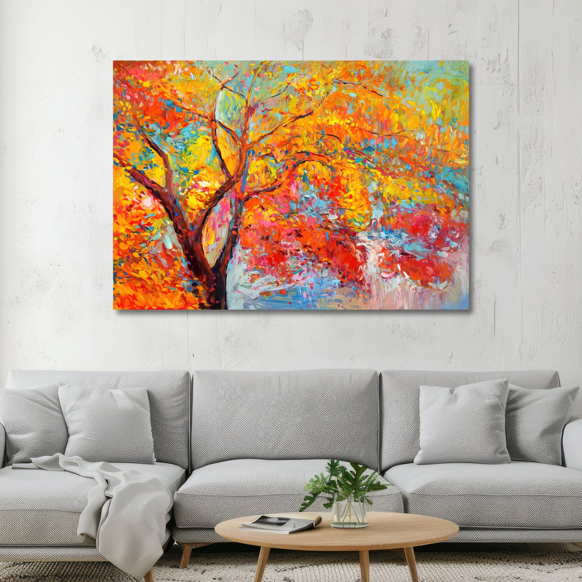 Autumn Blaze Vibrant Abstract Tree in Fall Foliage Colors Poster - Image 5