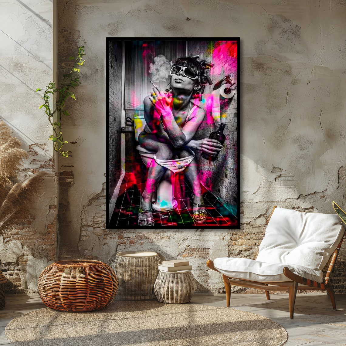 Edgy Pop Art Woman Bold Urban Art Colorful Abstract Art Funky Wall Decor Ready To Hang - Image 4
