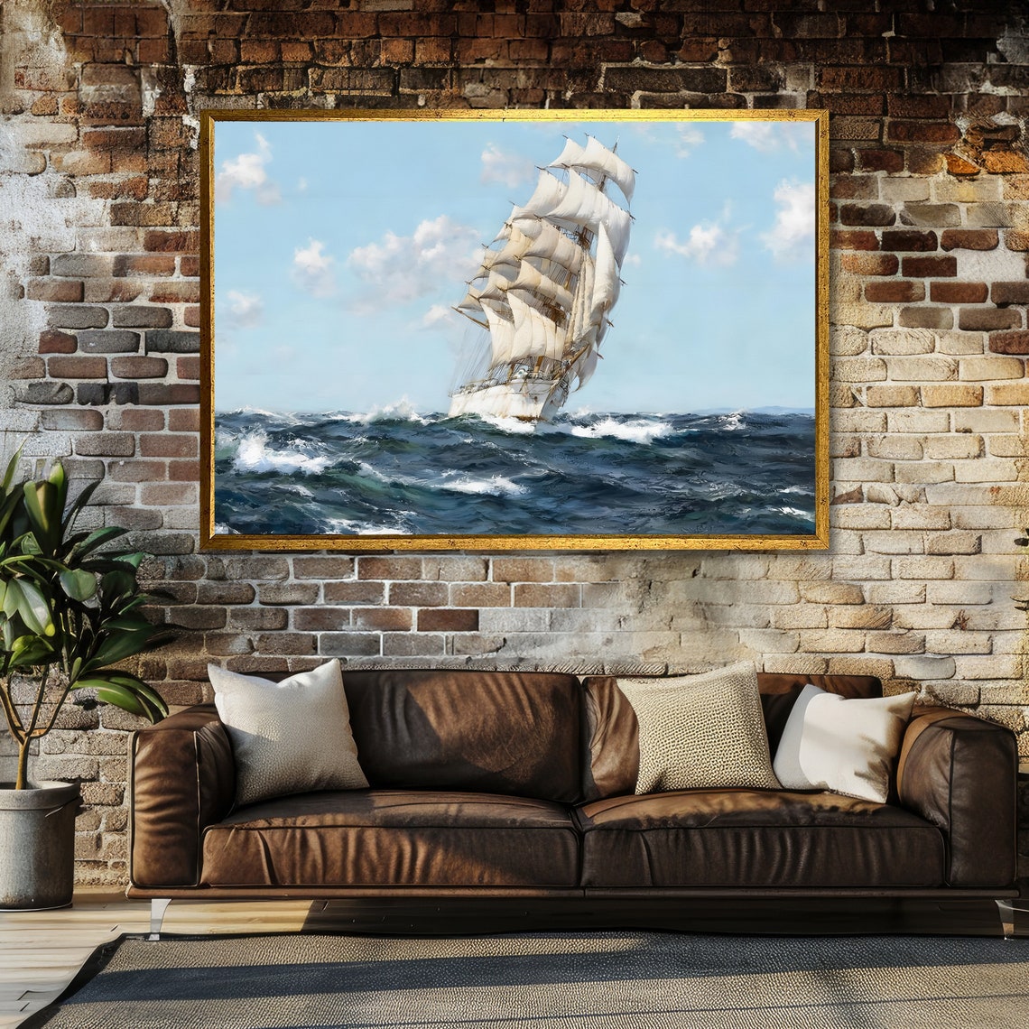 Sail Of Dreams Nautical Art Sailing Ship Painting Ocean Wall Decor Ready To Hang - Image 3