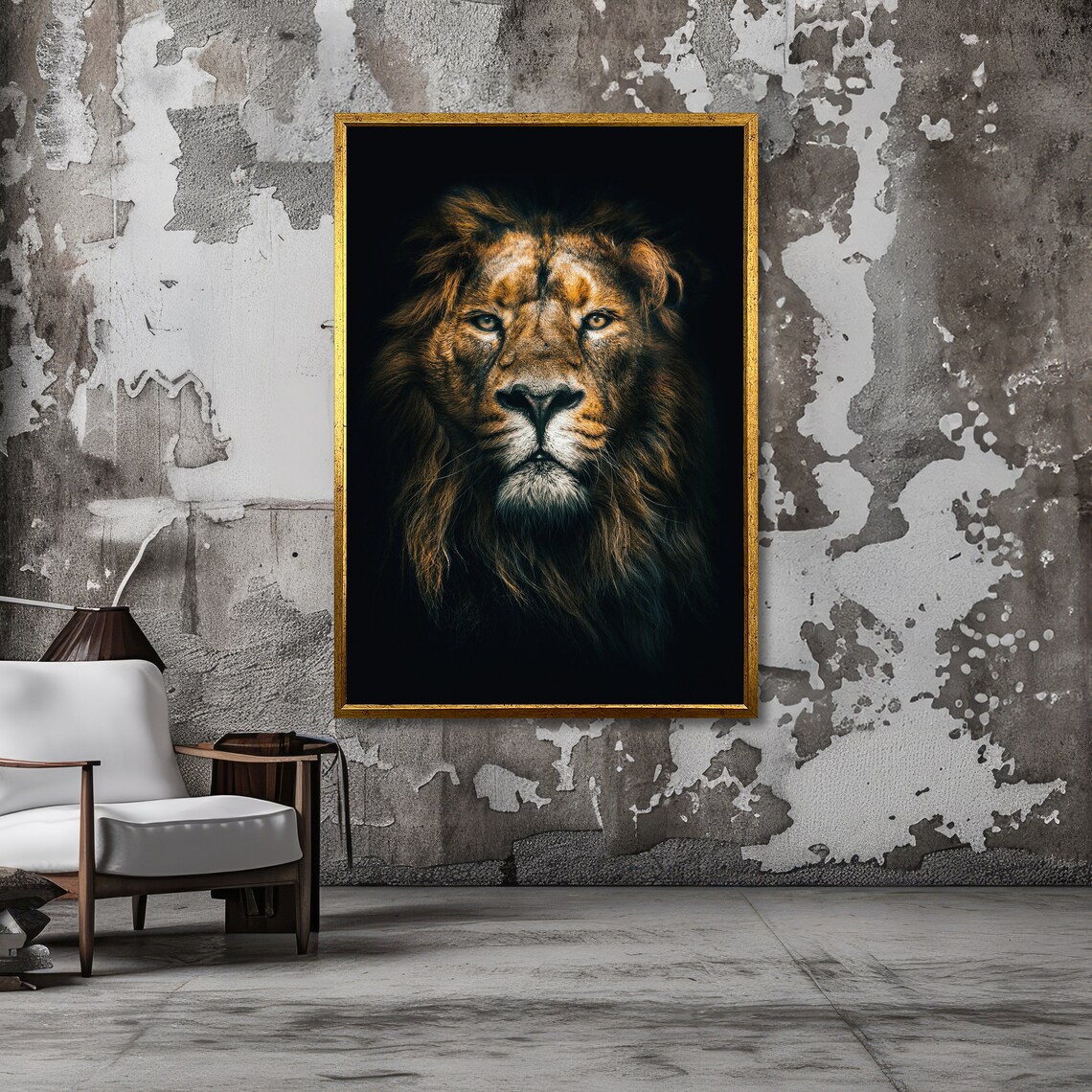 Majestic Lion King of the Jungle on Black Background Art Poster - Image 6