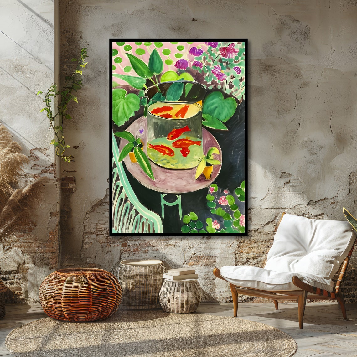 Matisse Goldfish Red Fish in Bowl Among Lush Greenery Poster - Image 5