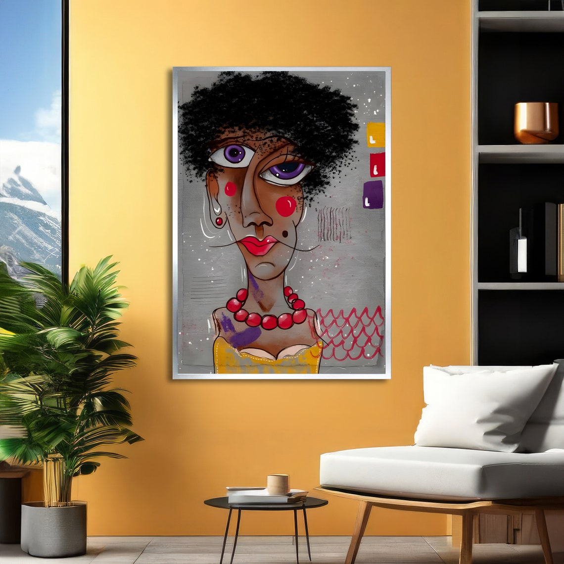 Funky Lilac Glimpse Abstract Woman Portrait Pop Art Style Poster - Image 2
