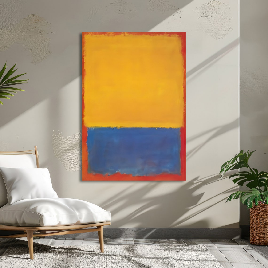 Golden Yellow and Blue Rothko-Inspired Bold Abstract Art Poster - Image 5