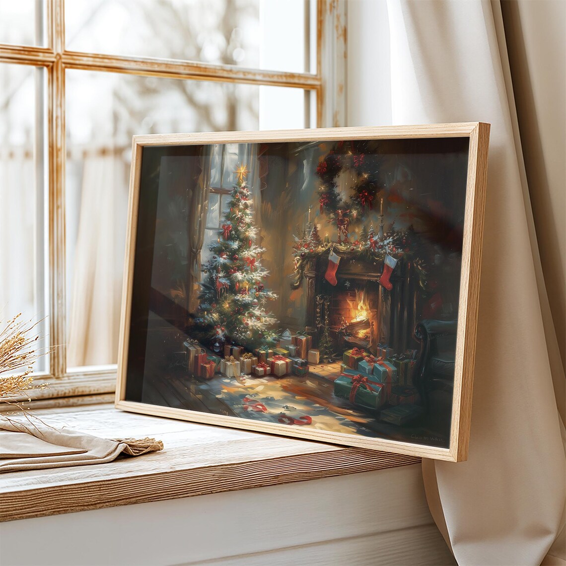 Cozy Christmas Tree and Fireplace With Gifts Christmas Eve Poster - Image 2
