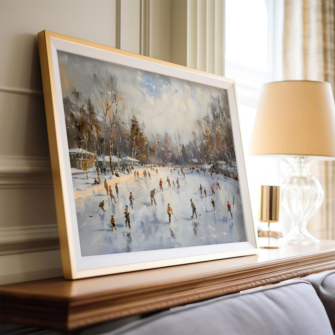 Winter Frozen Lake Vintage Painting Christmas Print Farmhouse Christmas Christmas Wall Art Vp0162 - Image 4