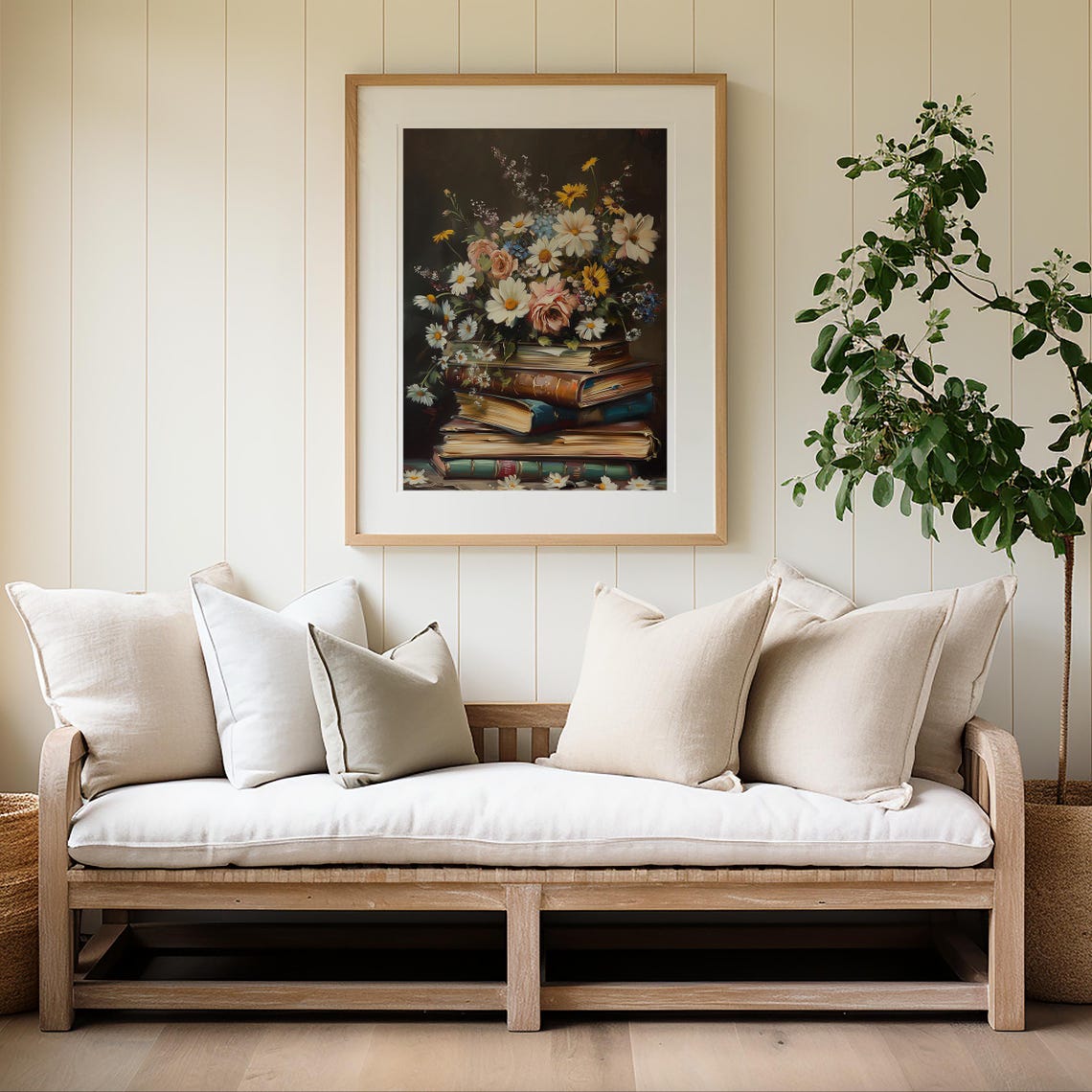 Wildflowers And Books Vintage Painting Christmas Print Farmhouse Christmas Christmas Wall Art Vp0124 - Image 4