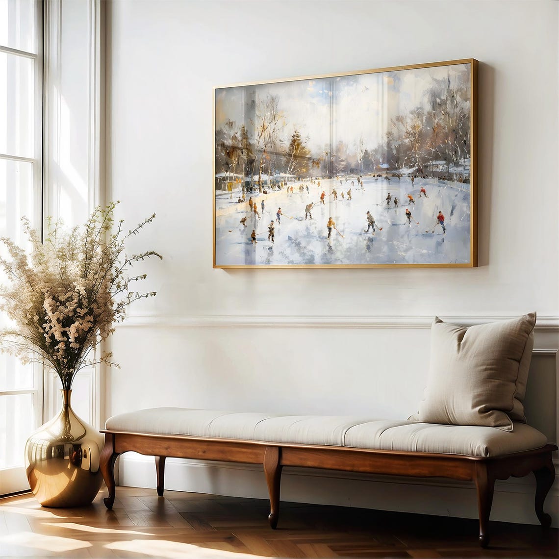 Winter Frozen Lake Vintage Painting Christmas Print Farmhouse Christmas Christmas Wall Art Vp0162 - Image 5