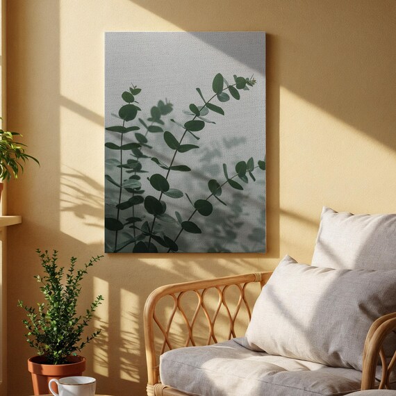 Eucalyptus Leaves Canvas Wall Art Minimal Botanical Greenery Print Modern Nature Inspired Home Decor For Living Room Bedroom Or Office