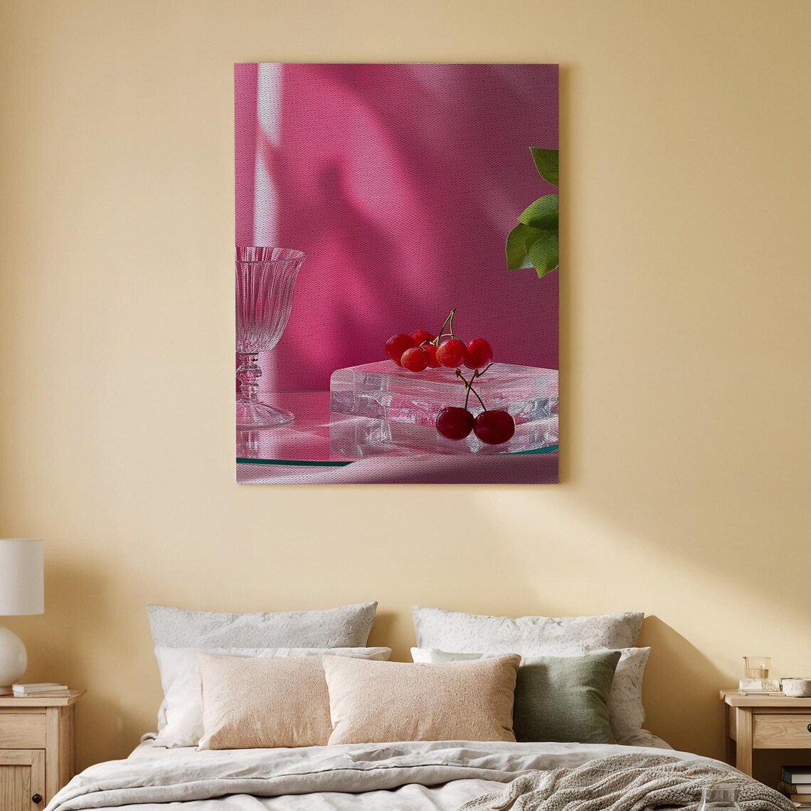 Cherry And Crystal Art Print, Modern Still Life