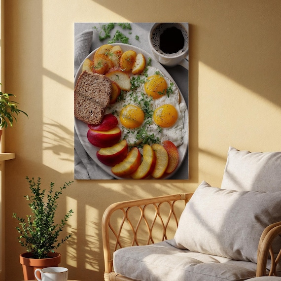 Hearty Breakfast Plate Fried Eggs Potatoes Toast Coffee Photo Poster