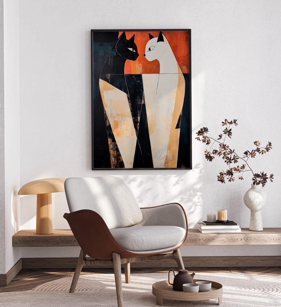 Geometric Cats Print Poster Wall Art Geometric Cats Print Eclectic Wall Art Colorful Art Maximalist Poster - Image 2