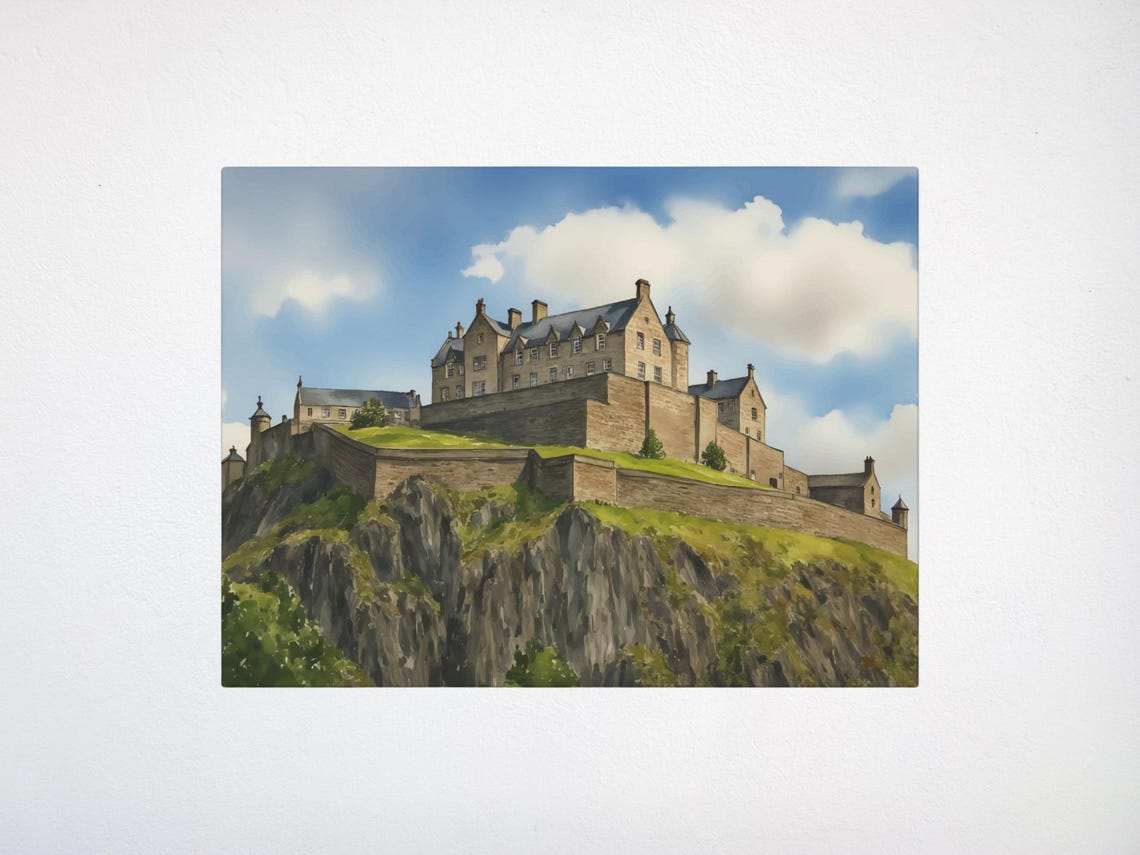 Edinburgh Castle On The Rock Scotland Watercolor Cityscape Poster