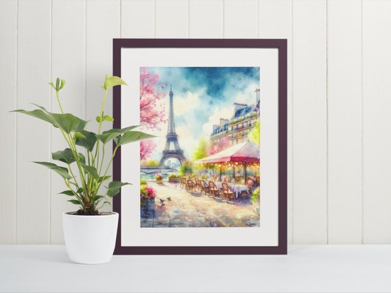 Paris Watercolor Art Print Wall Cityscape Painting Parisan Prints Fine Poster 11 X 14 Inch Canvas