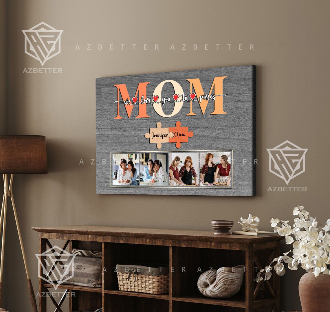 Mom We Love You to Pieces Family Photo Collage Puzzle Poster - Image 3