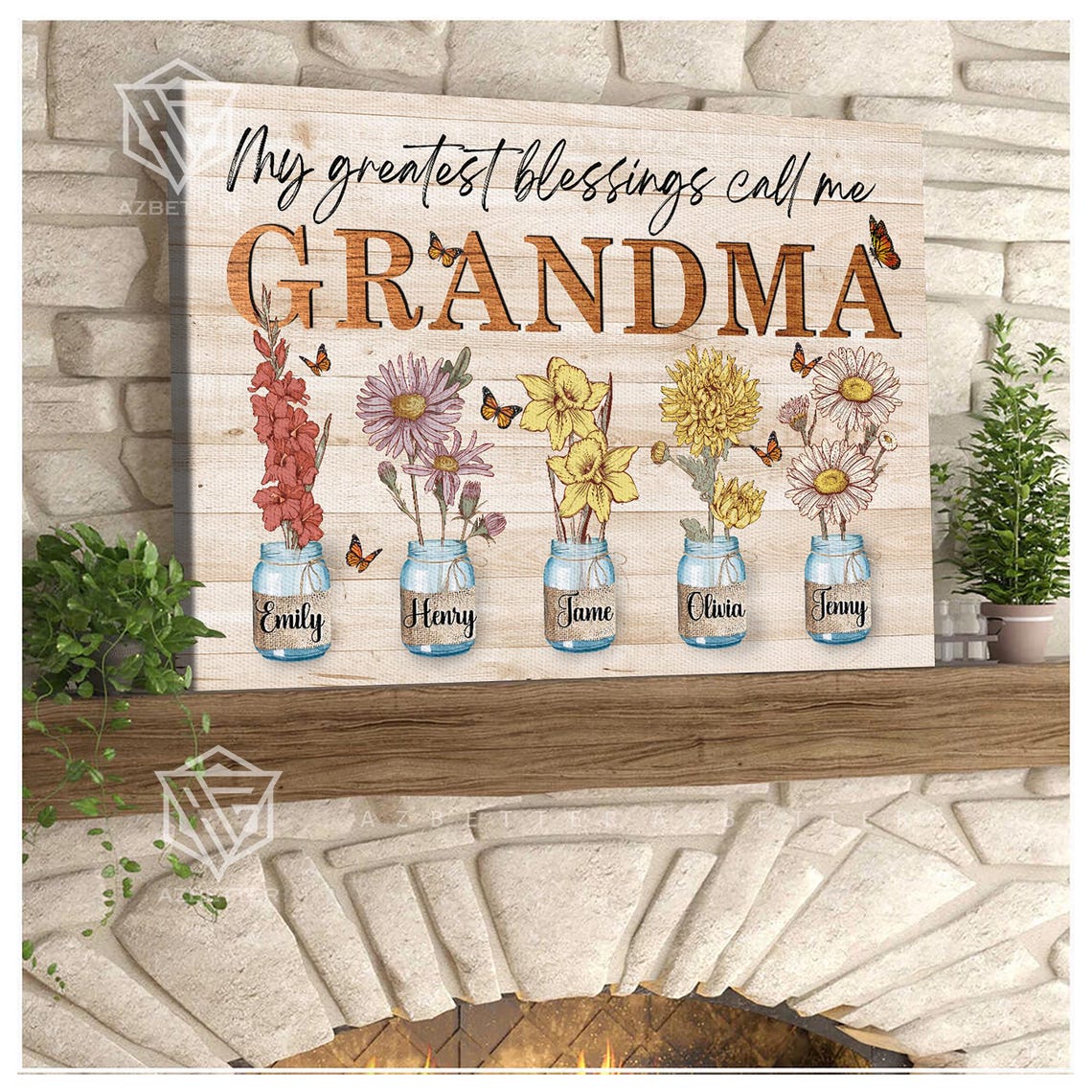 My Greatest Blessings Call Me Grandma Birth Month Flower Wall Poster