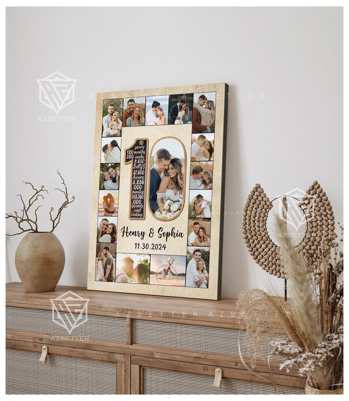 Henry and Sophia 10th Anniversary Milestone Photo Collage Poster - Image 3