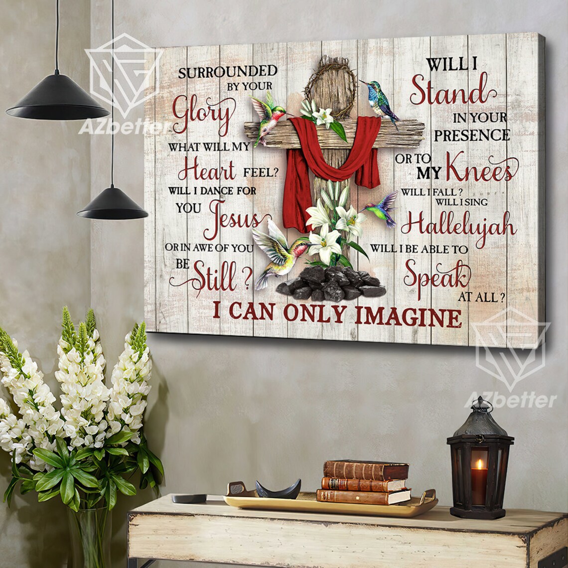 Hummingbird Cross I Can Only Imagine Song Lyric Christian Poster - Image 5
