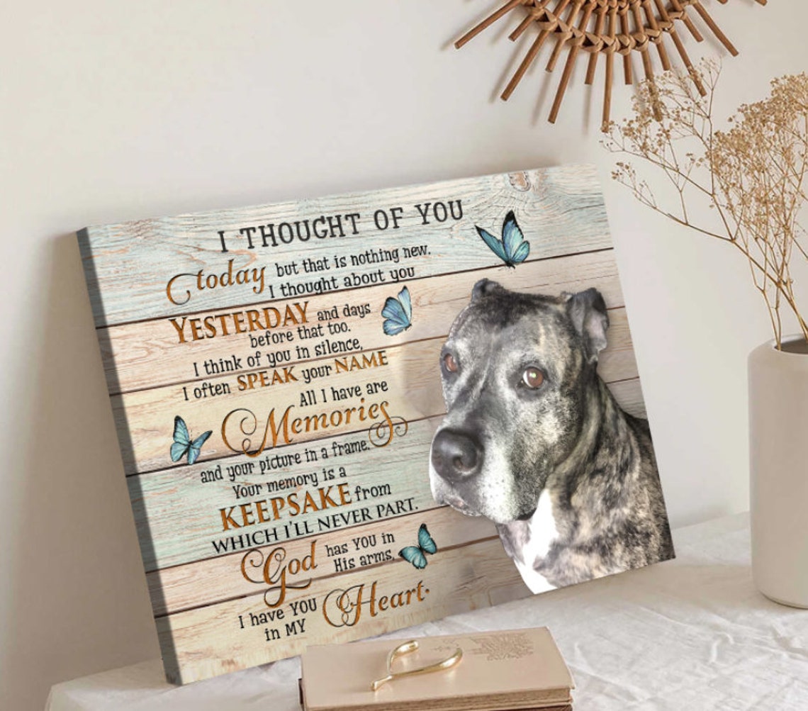 Pit Bull with I Thought of You Today Dog Memorial Poem Poster - Image 4