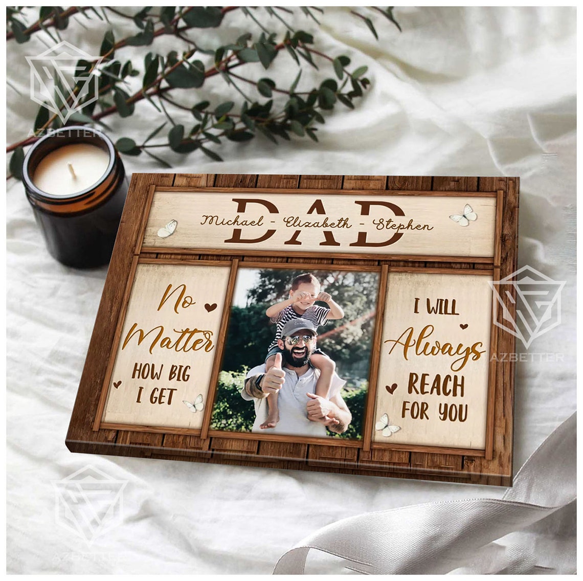 Personalized No Matter How Big I Get DAD Rustic Photo Frame Poster - Image 3