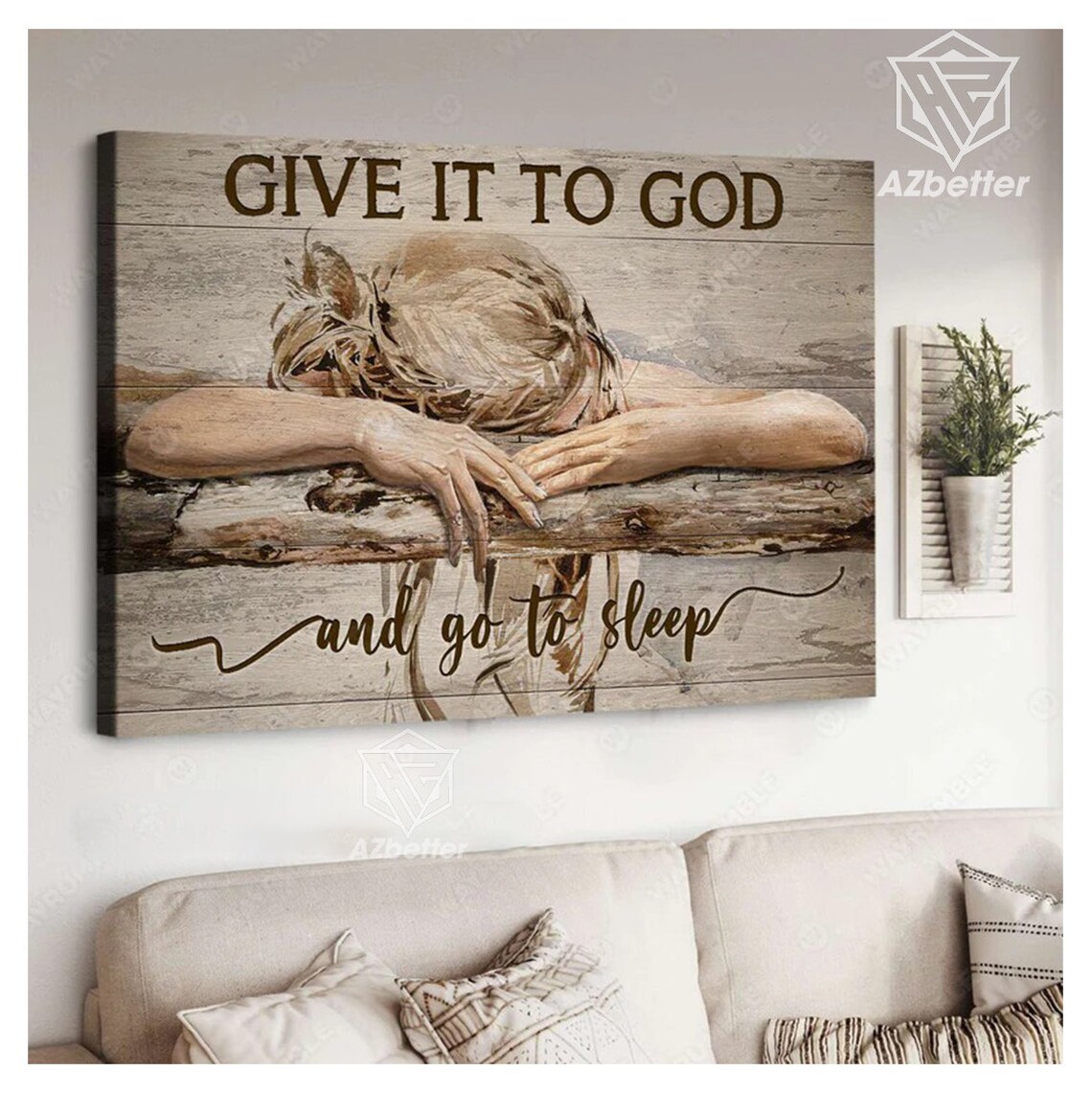 Give It To God And Go To Sleep Peaceful Night Quote Art Poster - Image 5