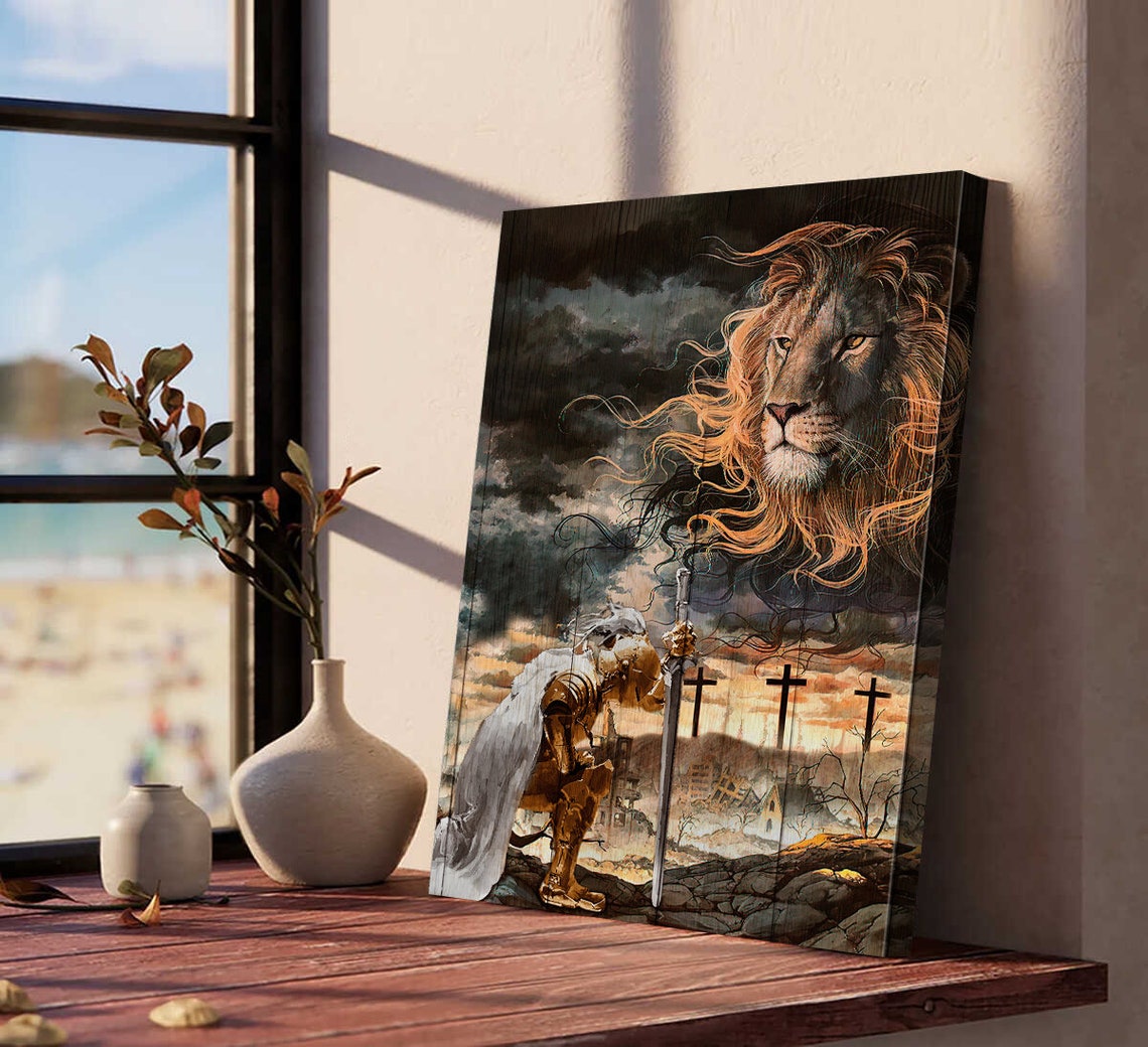 Lion God Armor Of God God Wall Art Home Decor Christian Gift Idea Warrior Of God Lion Of Judad Knight Of God