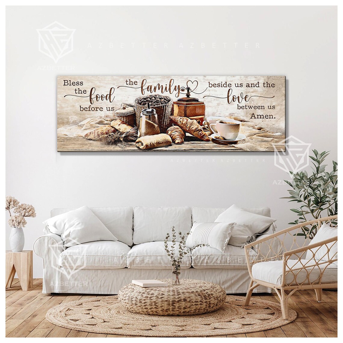 Bless The Food Before Us Family Kitchen Grace Coffee Art Poster - Image 2