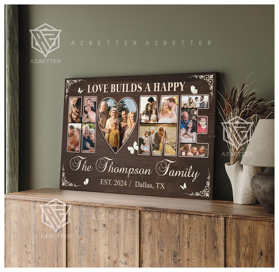 Love Builds a Happy Home Thompson Family Photo Collage Poster - Image 3