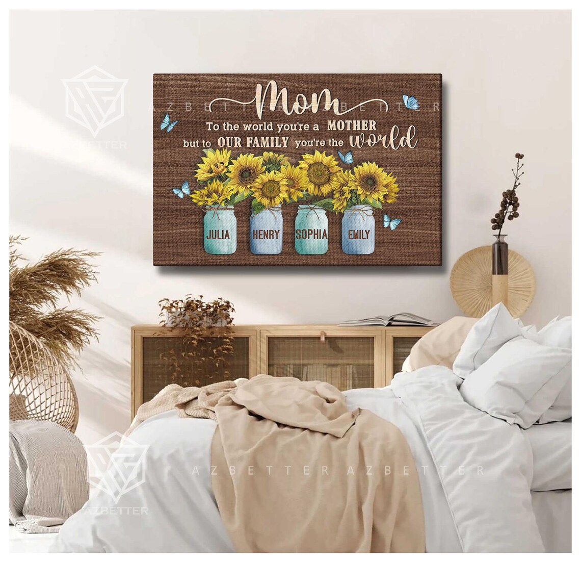 To The World You're A Mother Sunflower Jar Personalized Mom Poster - Image 2