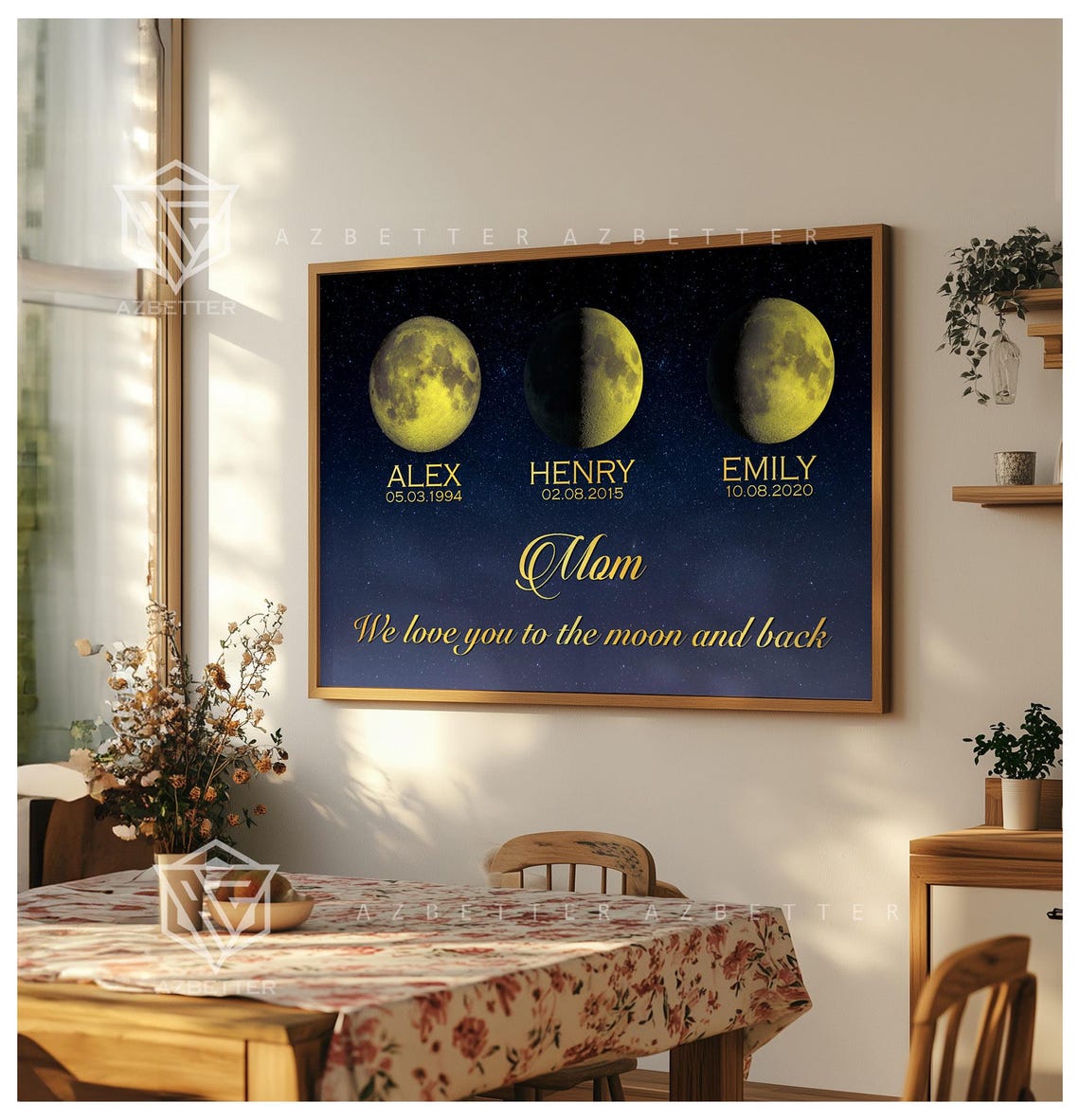 We Love You To The Moon And Back Custom Moon Phase Family Wall Poster - Image 5