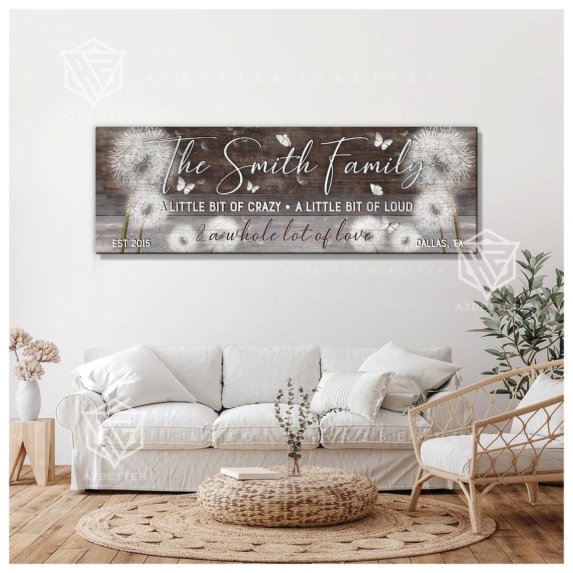 Personalized Family Name Little Bit Of Crazy A Little Bit Of Loud Established Date Dandelion Family Wall Art Custom Family Sign - Image 3