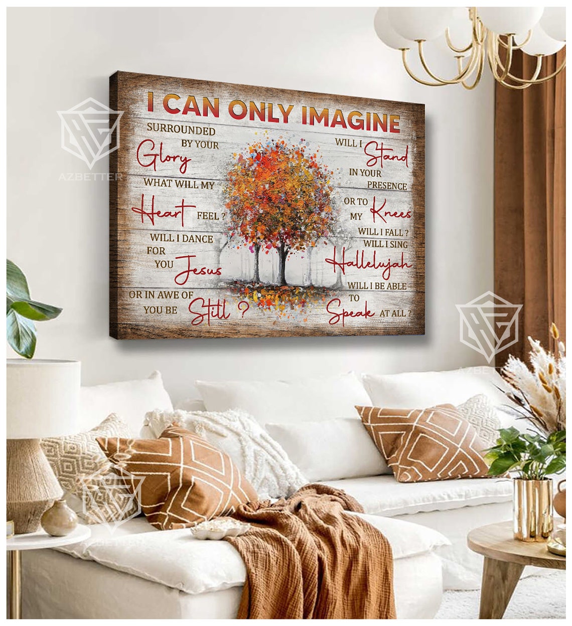 I Can Only Imagine Worship Lyrics Autumn Tree Rustic Faith Poster - Image 5