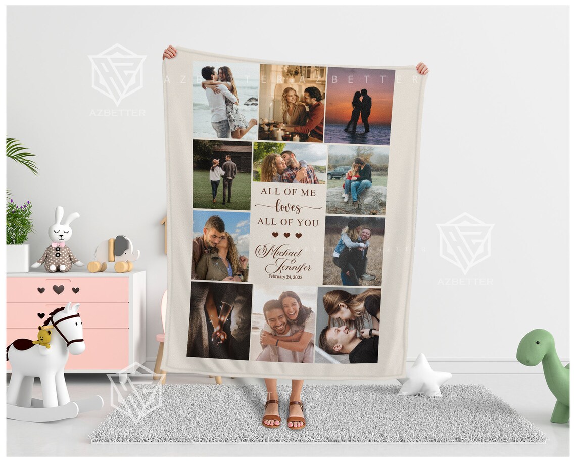 All of Me Loves All of You Couples Photo Collage Blanket Poster - Image 4