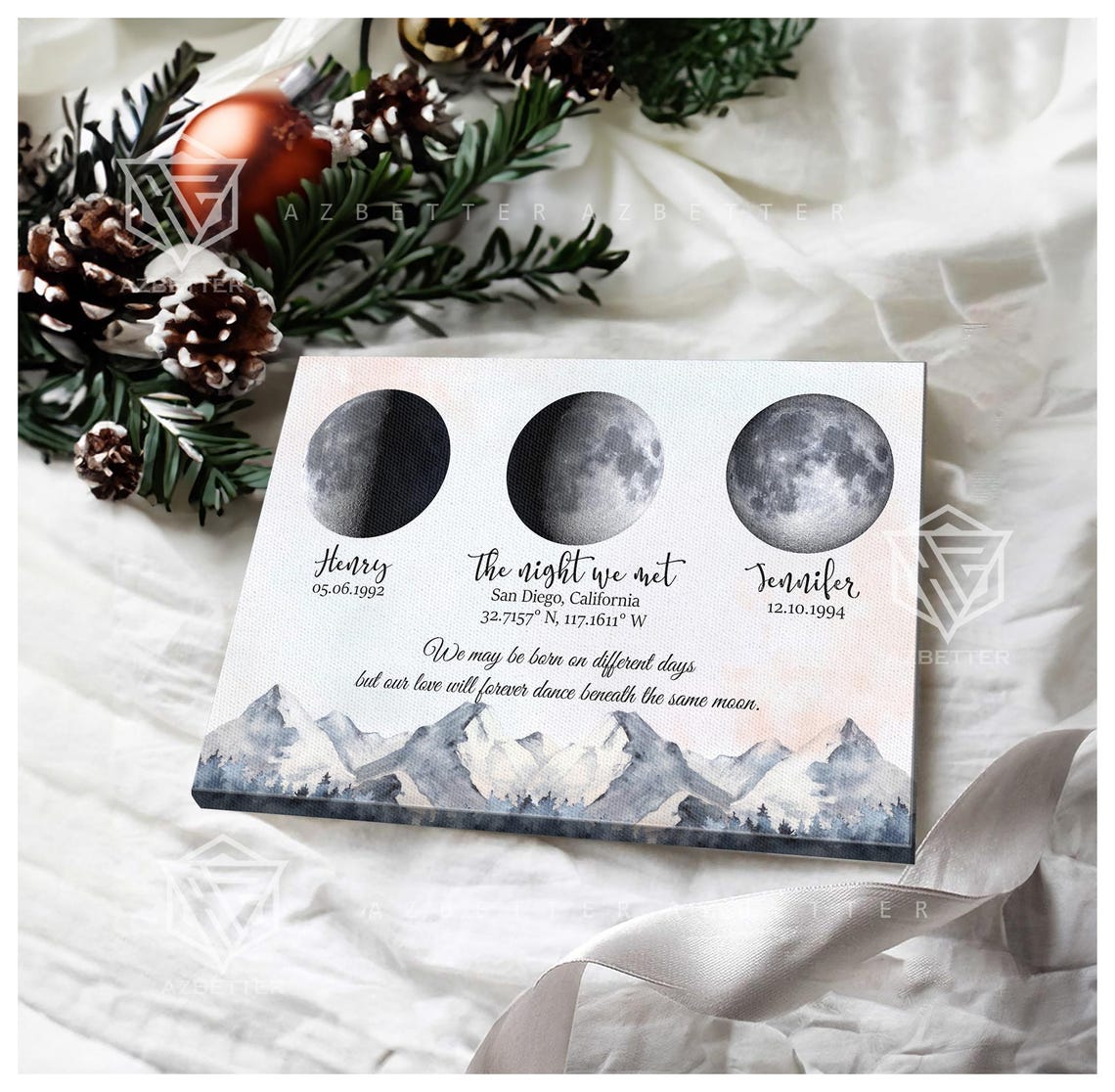 The Night We Met Custom Moon Phase Couple Keepsake Mountain Poster - Image 4