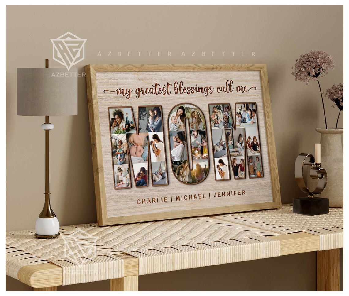 My Greatest Blessings Call Me Mom Photo Letter Collage Family Poster - Image 4