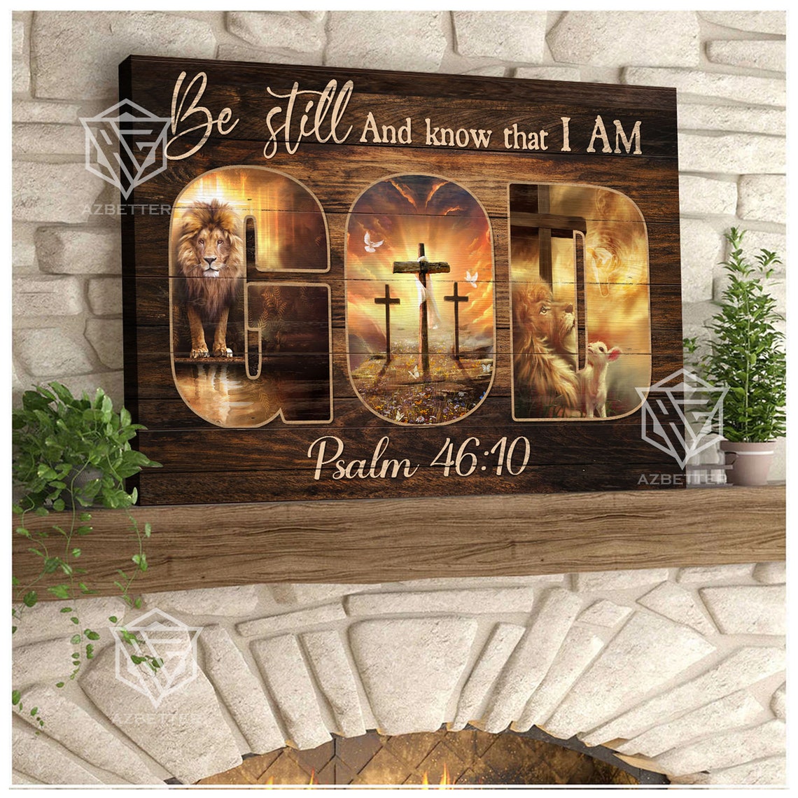 Be Still and Know That I Am God Lion Cross Psalm 46:10 Poster - Image 5