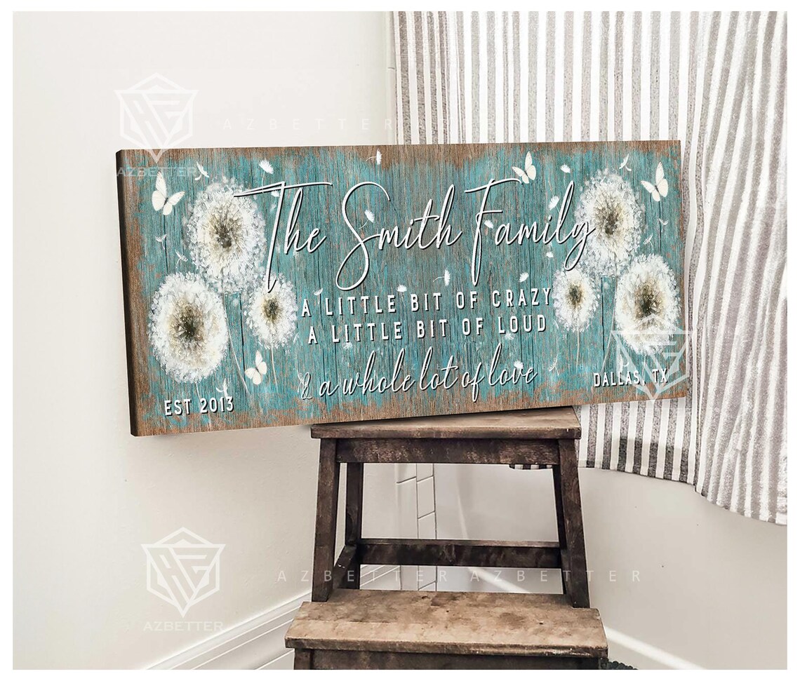The Smith Family A Whole Lot Of Love Turquoise Dandelion Sign Poster