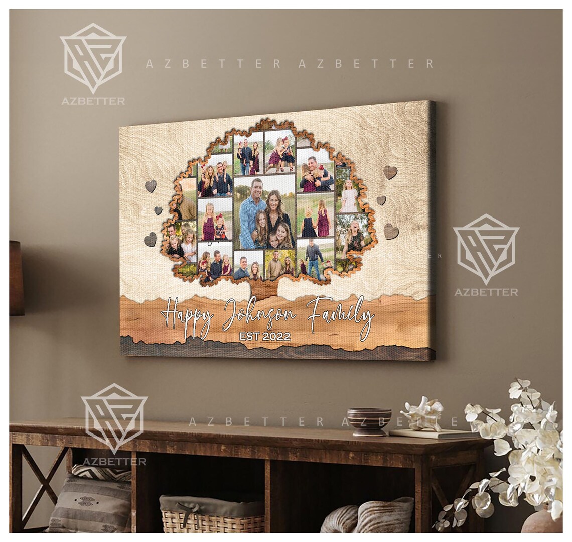 Personalized Family Tree Collage Art Print, Gift for Parents - Image 4