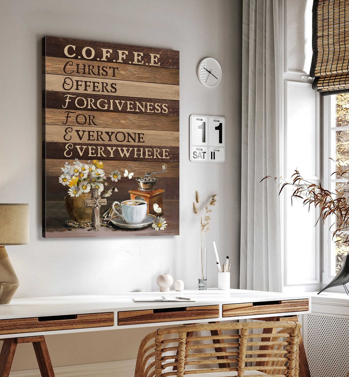 C.O.F.F.E.E. Christ Offers Forgiveness Rustic Cross Coffee Cup Poster - Image 5