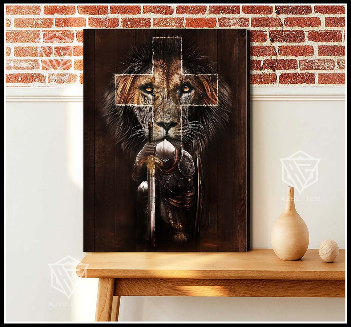 Lion God Armor Of God God Wall Art Home Decor Christian Gift Idea Warrior Of God Lion Of Judad Knight Of God