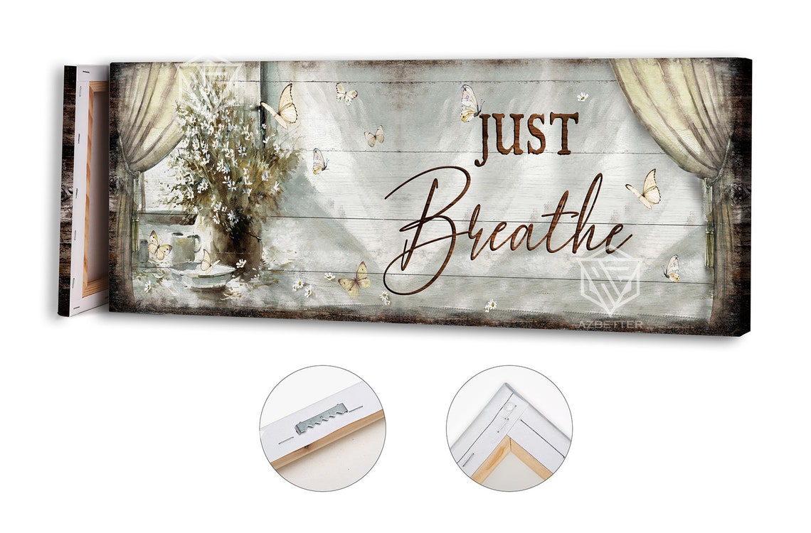 Just Breathe Sunlit Window Butterflies Flowers Scene Wall Poster - Image 3