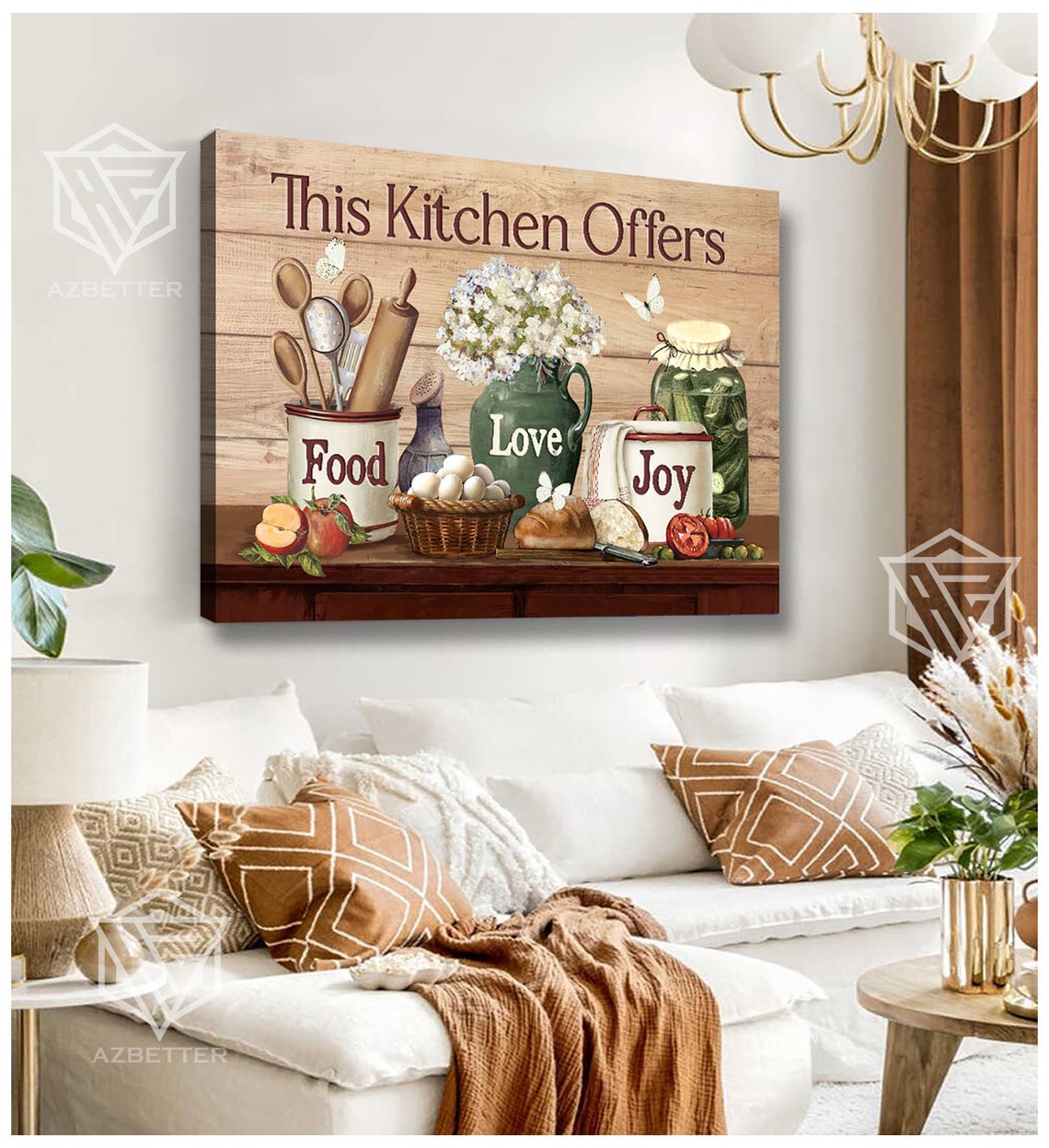 This Kitchen Offers Food Love Joy Farmhouse Kitchen Scene Poster - Image 3