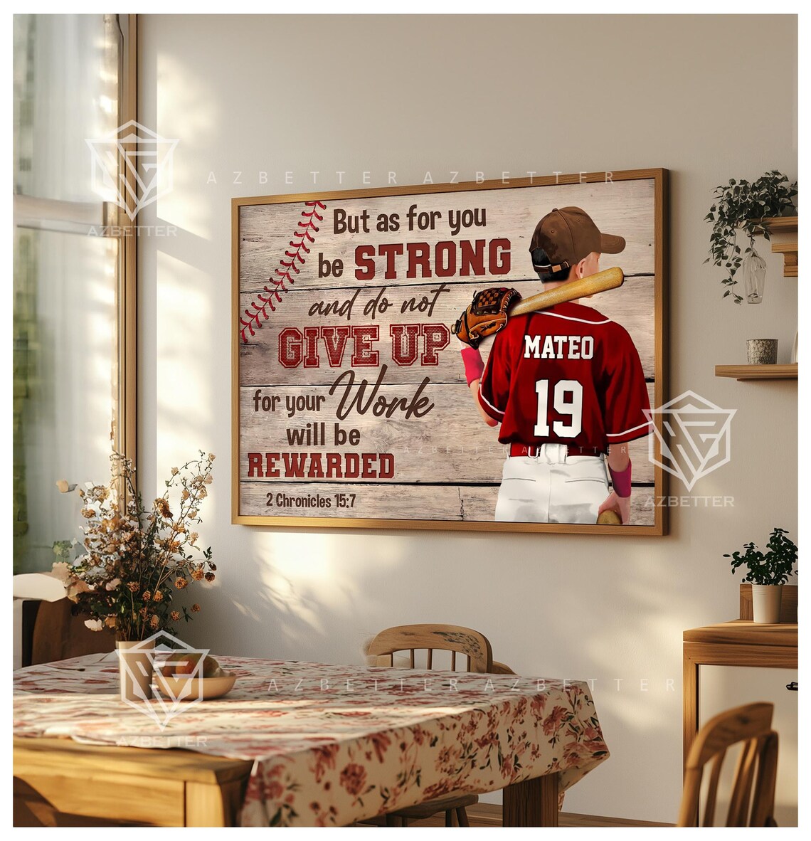 Personalized Baseball Scripture Motivational Art - Image 5
